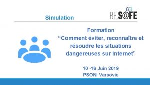 Simulation Formation Comment viter reconnatre et rsoudre les