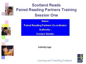 Scotland Reads Paired Reading Partners Training Session One