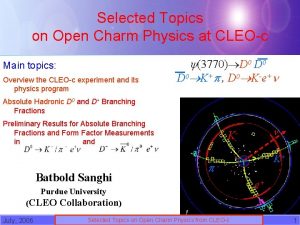 Selected Topics on Open Charm Physics at CLEOc