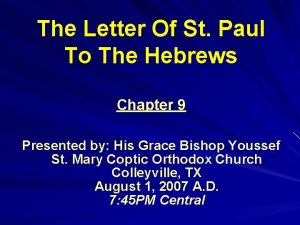 The Letter Of St Paul To The Hebrews