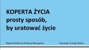 KOPERTA YCIA prosty sposb by uratowa ycie lska