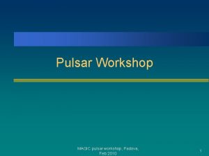 Pulsar Workshop MAGIC pulsar workshop Padova Feb 2010