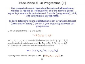 Esecuzione di un Programma P Una computazione corrisponde