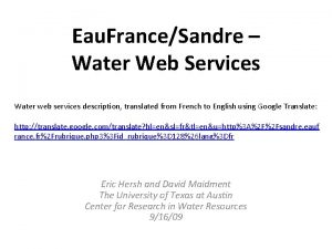 Eau FranceSandre Water Web Services Water web services