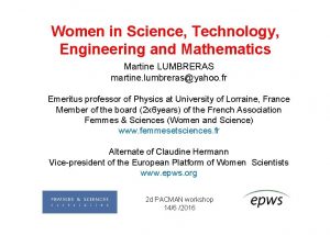 Women in Science Technology Engineering and Mathematics Martine