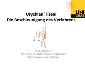 Urychlen zen Die Beschleunigung des Verfahrens Brno 22