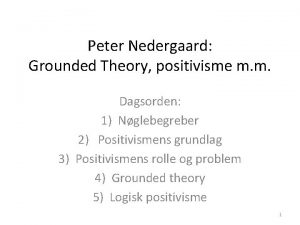 Peter Nedergaard Grounded Theory positivisme m m Dagsorden