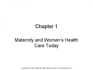 Chapter 1 Maternity and Womens Health Care Today