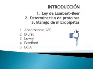 INTRODUCCIN 1 Ley de LambertBeer 2 Determinacin de