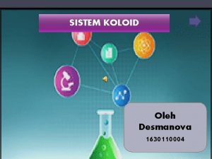 SISTEM KOLOID Oleh Desmanova 1630110004 SK KD INDIKATOR