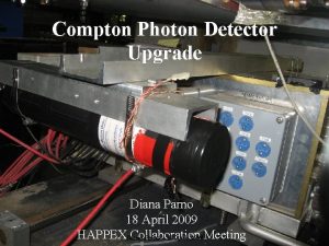 Compton Photon Detector Upgrade Diana Parno 18 April