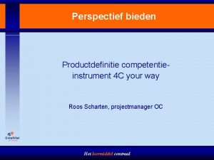 Perspectief bieden Productdefinitie competentieinstrument 4 C your way