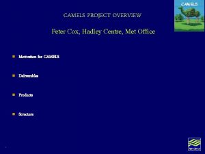 CAMELS PROJECT OVERVIEW Peter Cox Hadley Centre Met