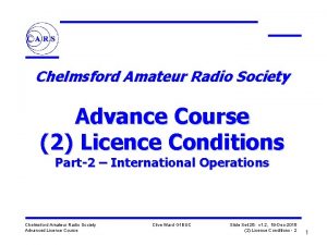Chelmsford Amateur Radio Society Advance Course 2 Licence