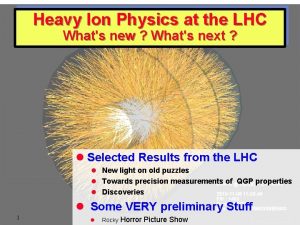 Heavy Ion Physics at the LHC Whats new