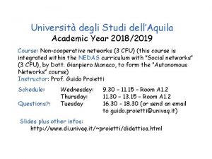 Universit degli Studi dellAquila Academic Year 20182019 Course