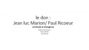 le don Jean luc Marion Paul Ricoeur similitude