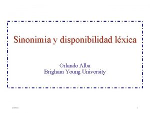 Sinonimia y disponibilidad lxica Orlando Alba Brigham Young