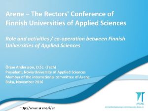 Arene The Rectors Conference of Finnish Universities of