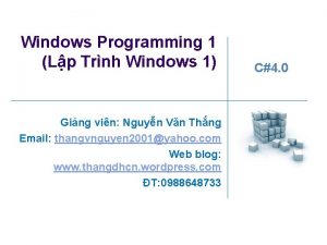 Windows Programming 1 Lp Trnh Windows 1 Ging