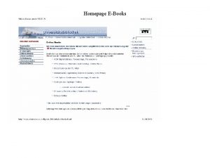 Homepage EBooks Elektronische Dissertationen Jhrlich ca 150 Dissertationen