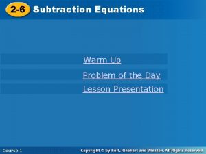 2 6 Subtraction Equations 2 6 Subtraction Warm