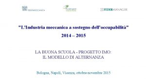 LIndustria meccanica a sostegno delloccupabilit 2014 2015 LA