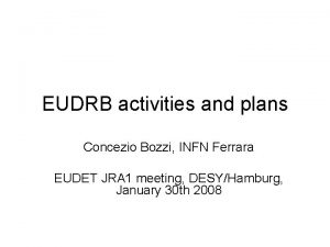 EUDRB activities and plans Concezio Bozzi INFN Ferrara