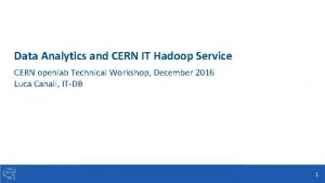 Data Analytics and CERN IT Hadoop Service CERN