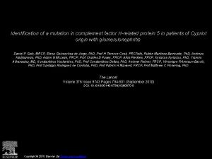 Identification of a mutation in complement factor Hrelated