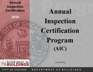 AIC Progr Annual Inspection Certification 2018 Annual Inspection