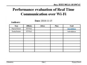 doc IEEE 802 11 181947 r 2 Performance