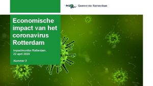 Economische impact van het coronavirus Rotterdam Impactmonitor Rotterdam