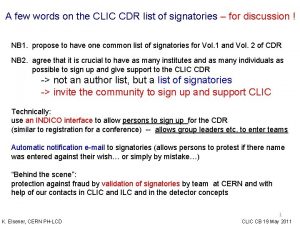 A few words on the CLIC CDR list