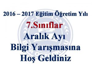 2016 2017 Eitim retim Yl 7 Snflar Aralk