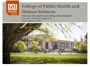 Public Health Policy Institute College of Public Health