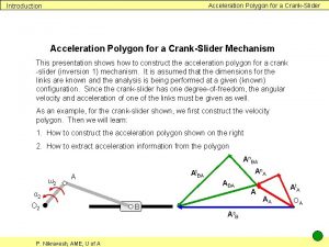 Acceleration Polygon for a CrankSlider Introduction Acceleration Polygon