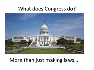 What does Congress do More than just making