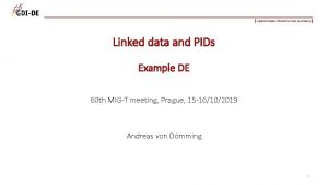Spatial Data Infrastructure Germany Linked data and PIDs