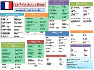 Week 5 Fruit Veg Due Weds 2 nd