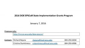 2016 DOE EPSCo R State Implementation Grants Program