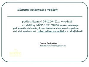 Shrnn evidencia o vodch poda zkona 3642004 Z