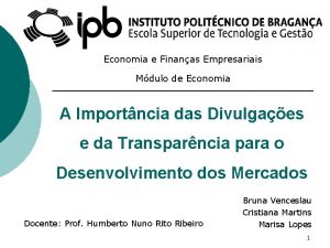 Economia e Finanas Empresariais Mdulo de Economia A