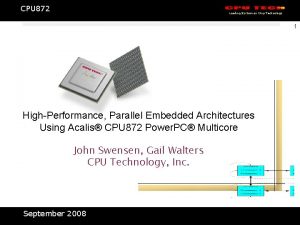 HighPerformance Parallel Embedded Architectures Using CPU 872 Acalis