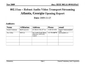 Nov 2009 doc IEEE 802 11 0901151 r