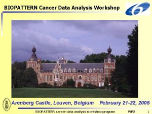 BIOPATTERN Cancer Data Analysis Workshop Arenberg Castle Leuven