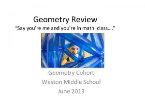 Geometry Review Say youre me and youre in