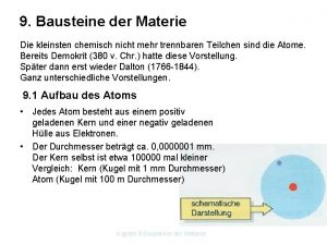 9 Bausteine der Materie Die kleinsten chemisch nicht