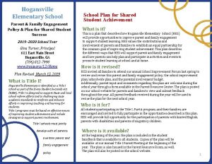 Hogansville Elementary School Parent Family Engagement Policy Plan