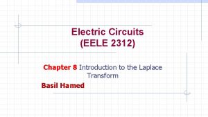 Electric Circuits EELE 2312 Chapter 8 Introduction to